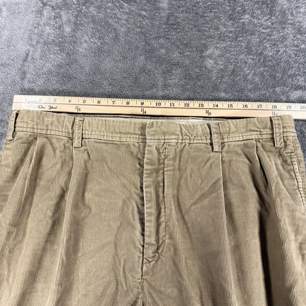 Nautica Rigger Y2K Corduroy Pants Mens 38x30 Tan Classic Fit Pleated Cuffed - Picture 5 of 8